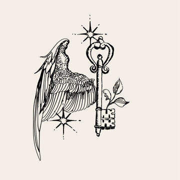 Vintage-style mystical composition with hand-drawn celestial style. 