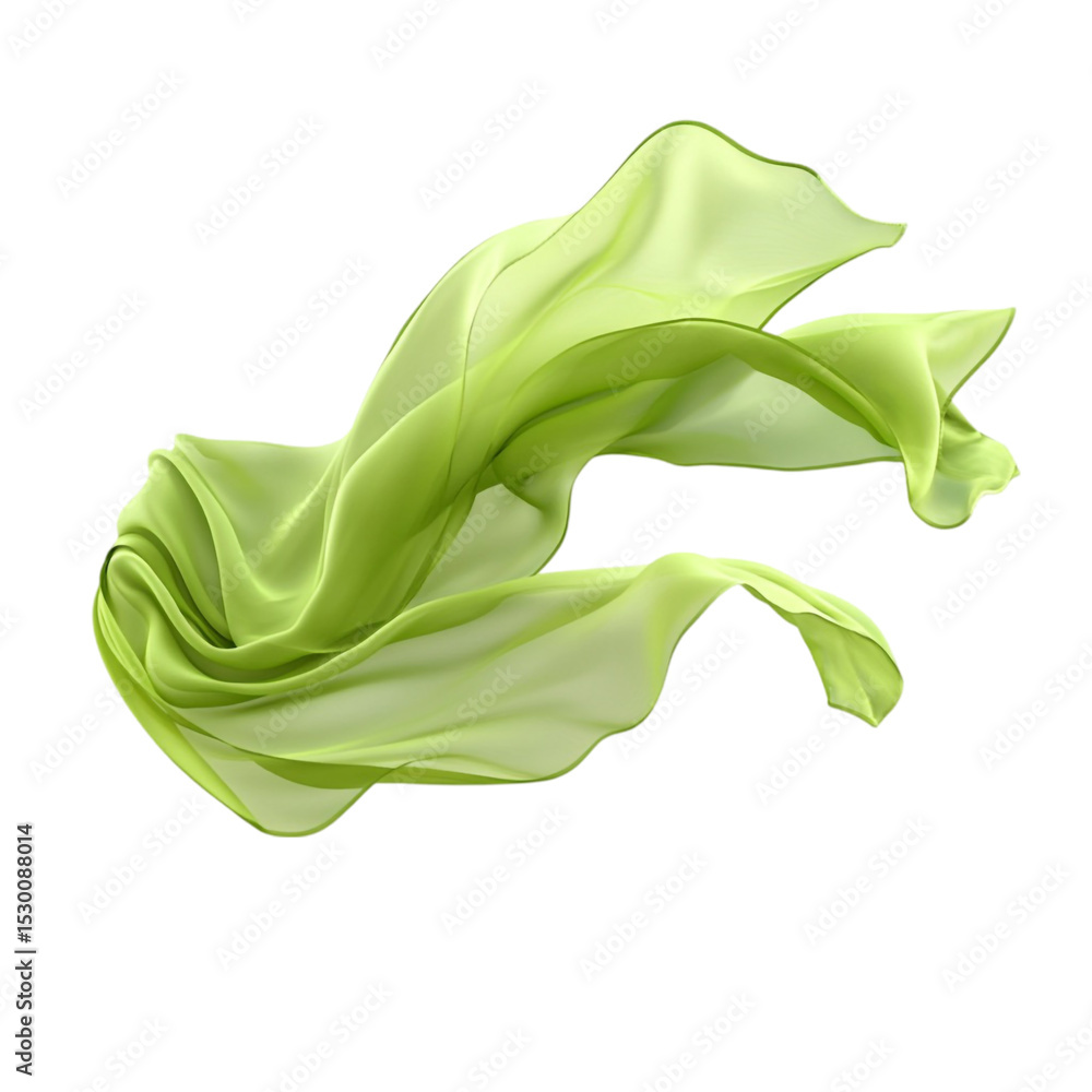 Poster light green fabric flowing dynamically against a vibrant multicolored striped background
