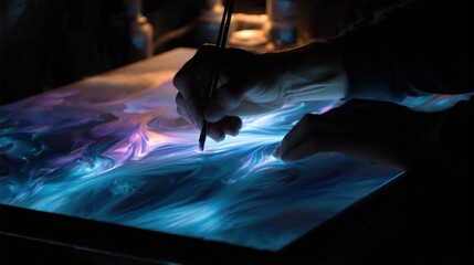 Close up abstract painting in progress