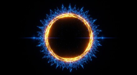 Abstract Ring of Glowing Blue and Gold Light Sparkles Illustration
