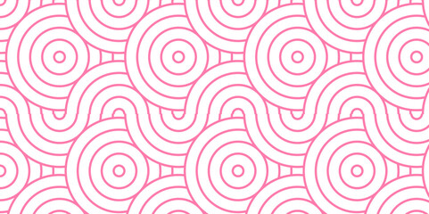 Minimal Overlapping creative diamond circle abstract pink pattern background with waves texture. geometric digital fabric pattern circles floral lapping white retro background.	
