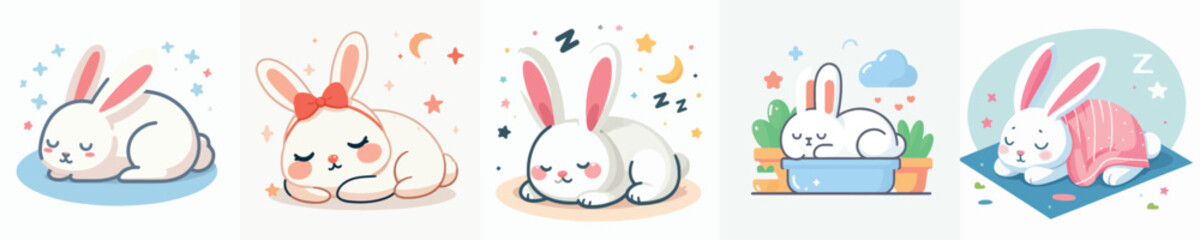 Vector of a sleeping rabbit