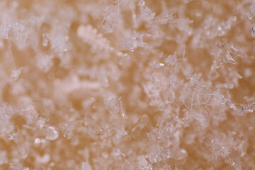 Macro pattern of ice crystal form on top layer of frozen food