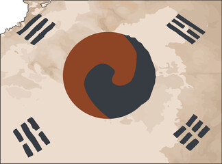 The Taegeukgi (Korean national flag) used during the March 1st Independence Movement in Korea.