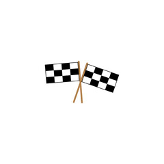 Checkered flag icon. Race finish symbol. Black white pattern. Vector flag illustration.