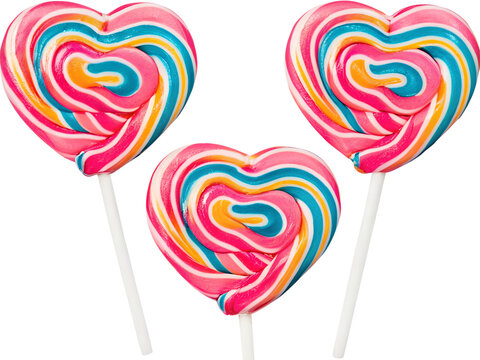 colorful heart lollipops isolated