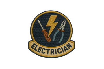Crafted Electrician Patch Tool Imagery and Bold Lettering Skill