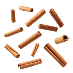 Cinnamon sticks scattered on a colorful striped background a spice design