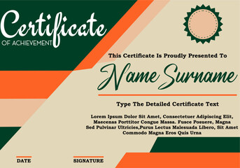 Elegant and luxurious certificate template. Business, Award, Training achivement certificate or diploma design