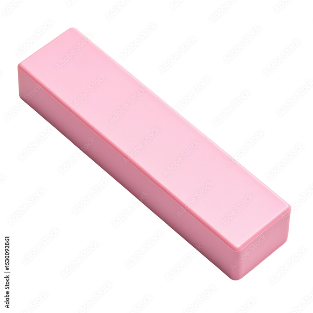 Poster pink rectangular box on colorful striped background simple product presentation