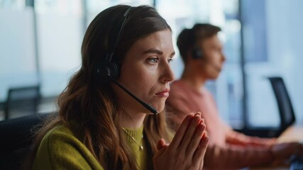 Technical support woman speaking client in office portrait. Specialist talking - Powered by Adobe