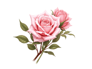 simple rose flower with watercolor, clean white background,isolated,rose,love