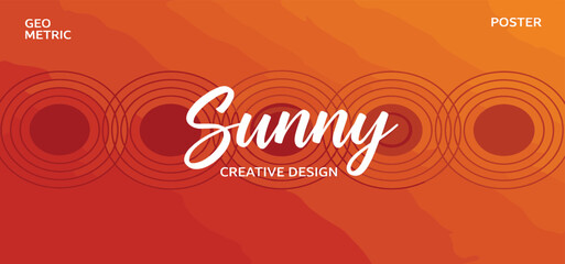 Creative concept of summer bright cover, card or horizontal poster in minimal style for corporate identity, branding, social media ads, promo. Modern design template in trendy retro geometric