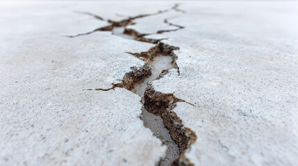 Cracked concrete surface with rough texture and visible damage