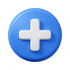 Fototapeta premium 3d plus icon on blue circle isolated on white background