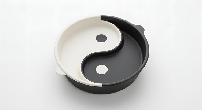 A Yin Yang Bowl Representing Balance and Harmony in Black and White Color