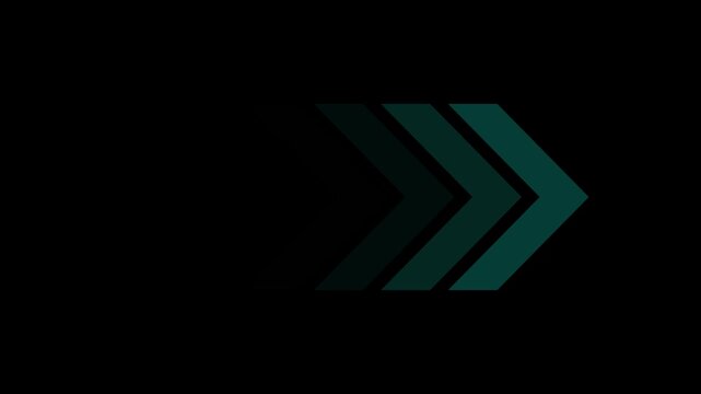wright arrow animation on black background. direction arrow icon motion. arrow isolated. swipe wright pointing 4k video footage.