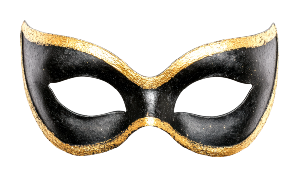 Vibrant masquerade mask display art exhibition visual art indoor gallery isolated on transparent background
