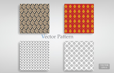 Vector thai style pattern.fabic thai pattern set.