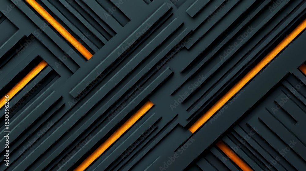 Poster Black and orange striped background with a black and orange line. The stripes are in different sizes and are placed in various directions. The background is a combination of black and orange
