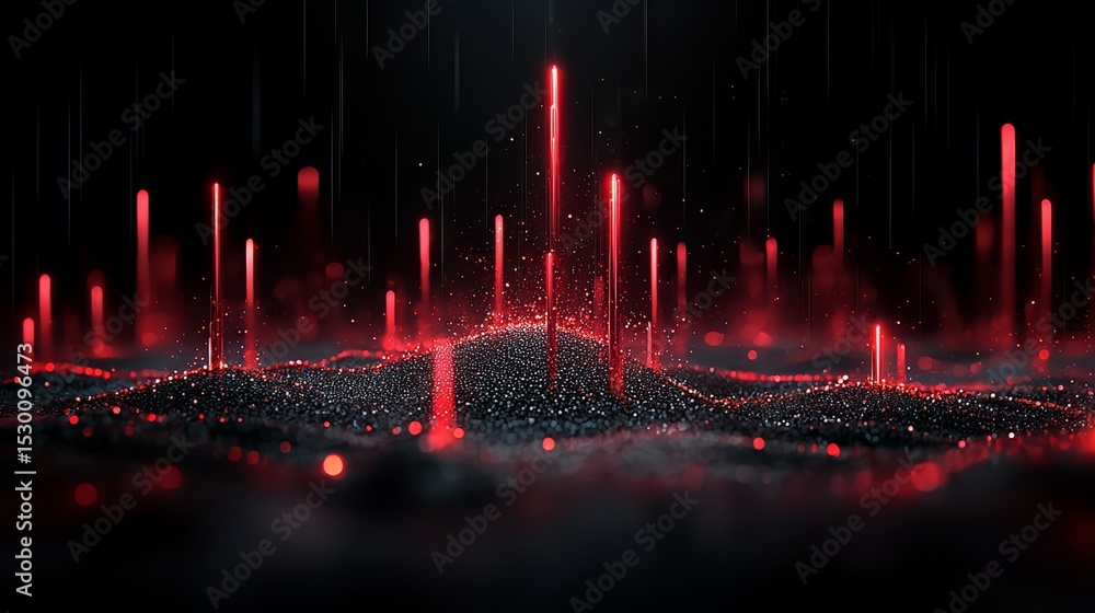 Aufkleber Black and red background with many red lines and dots. The red lines and dots are scattered all over the background, creating a sense of chaos and confusion. Scene is intense and overwhelming