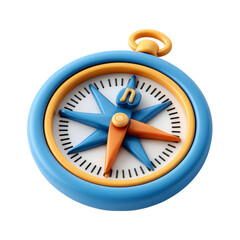Cartoon Compass Illustration Depicting Adventure and Exploration in Three Dimensions