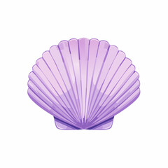 Watercolor illustration of purple Seashell for childish greeting cards or baby invitations. Art of Sea Shell for nursery wall art. Drawing of Scallop on isolated background.