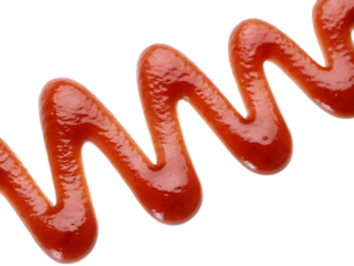 zigzag ketchup line pattern on isolated background for creative food design and culinary presentation