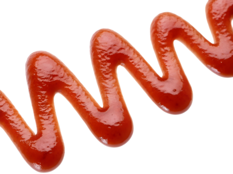 zigzag ketchup line pattern on isolated background for creative food design and culinary presentation