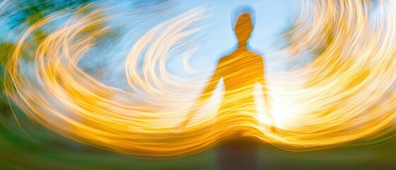 Abstract art with a person's silhouette. AI.