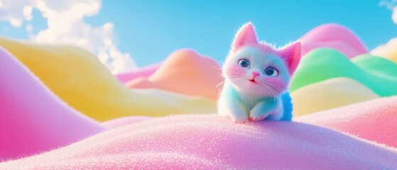 Cute colorful kitty. AI.