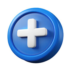 Obraz premium 3d plus icon in blue circle isolated on white background