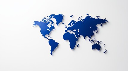 Blue world map with the continents of North America, Europe, Africa, Asia, Australia, and South America