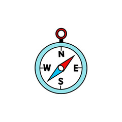 Compass icon. Navigation tool symbol. Blue red design. Vector compass illustration.