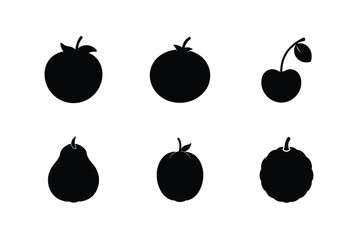 Fruit graphic silhouettes in a clean and modern design set vector illustration.