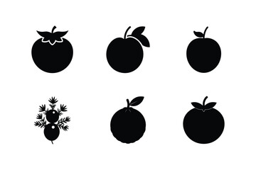 Simple and elegant fruit shape silhouettes in collection set vector illustration.