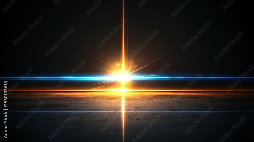 Poster bright yellow light is shining on a dark background. the light is coming from the sun and is creatin