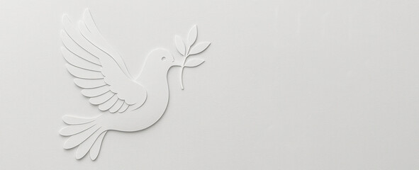 White Dove of Peace with Olive Branch – Biblical Symbol of Hope and Holy Spirit in 3D Paper Art Style