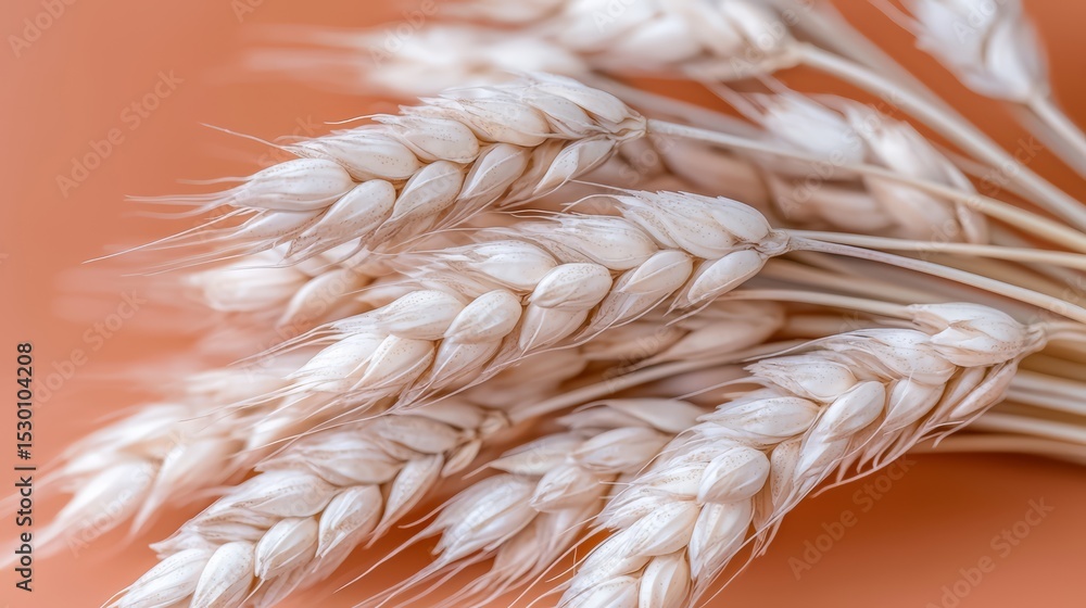 Poster bunch of wheat with a brown background. the wheat is white and has a grainy texture