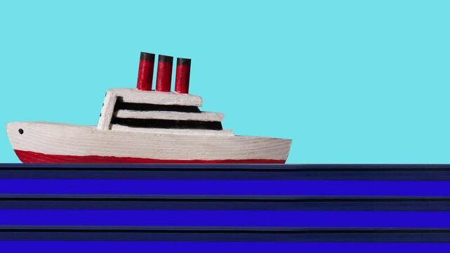 steamboats and ships continuously sail on sea wave