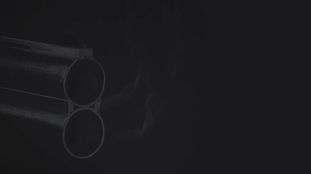 shotgun blast, recoil, smoke from gun barrel