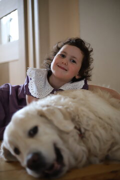 girl with dog