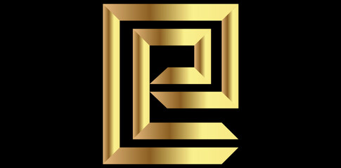 Golden Alphabet e Isolated On Black Background, Decorative Alphabet e Vector Illustration.	