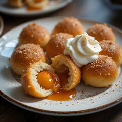 Mini Donuts with Apricot and Cream Topping