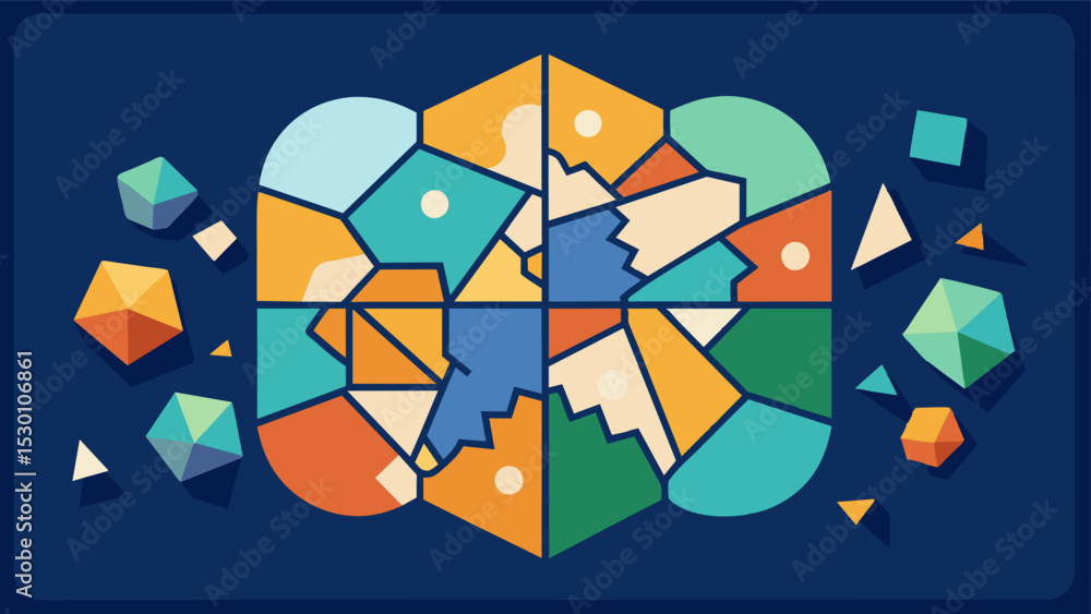 Poster like a mosaic a memory board is made up of broken pieces of our experiences that come together to cr