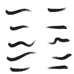 grungy paint brush strokes collection. Vintage Chinese brushstrokes collection. Straight long hand drawn stripes background. Abstract black ink grungy lines, borders, emphasis underlines