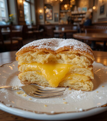 Custard-Filled Puff Pastry with Powdered Sugar