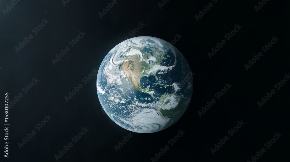 Poster Close up of the Earth in space. The image is black and white. The Earth is the only object in the image