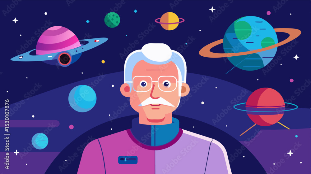 Aufkleber a virtual tour of a space station allowing an elderly person to see what its like to live and work i