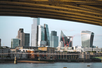 Square Mile (The City) Financial District Building Exteriors, River Thames Waterfront Modern...